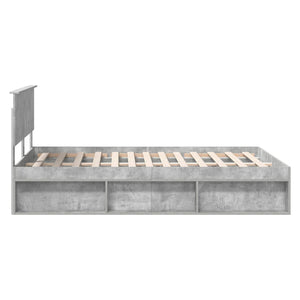 Sängram med huvudgavel Betonggrå 150 x 200 cm Konstruerat trä
