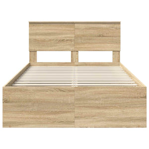 Sängram med huvudgavel Sonoma-ek 135 x 190 cm Konstruerat trä