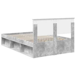 Sängram med huvudgavel Betonggrå 135 x 190 cm Konstruerat trä