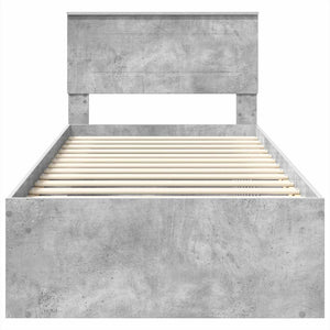 Sängram med huvudgavel Betonggrå 90 x 190 cm Konstruerat trä