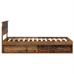 Sängram med huvudgavel Gammalt trä 90 x 190 cm Konstruerat trä