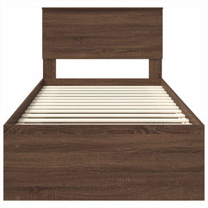 Sängram med huvudgavel Brun Ek 90 x 200 cm Konstruerat trä