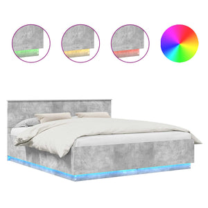 Sängram med huvudgavel Betonggrå 200 x 200 cm Konstruerat trä