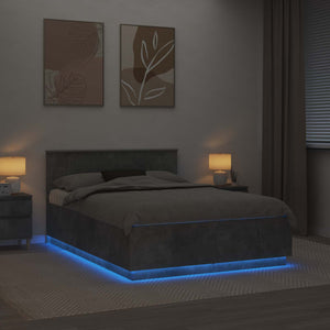 Sängram med huvudgavel Betonggrå 150 x 200 cm Konstruerat trä