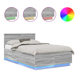 Sängram med huvudgavel Grå Sonoma 120 x 190 cm Konstruerat trä