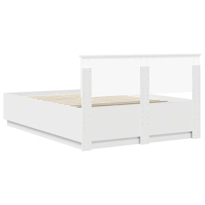 Sängram med huvudgavel Vit 150 x 200 cm Konstruerat trä