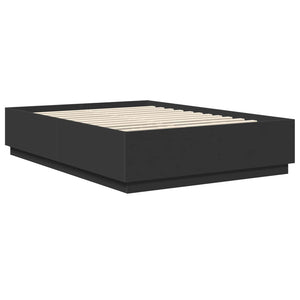 Sängram med huvudgavel Svart 150 x 200 cm Konstruerat trä