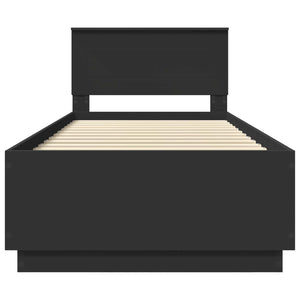 Sängram med huvudgavel Svart 100 x 200 cm Konstruerat trä