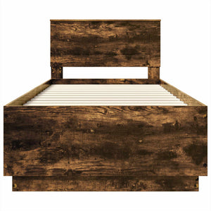 Sängram med huvudgavel Rökt ek 90 x 200 cm Konstruerat trä