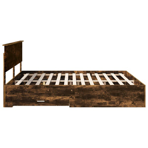Sängram med huvudgavel Rökt ek 200 x 200 cm Konstruerat trä