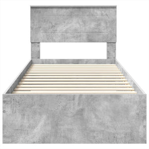 Sängram med huvudgavel Betonggrå 100 x 200 cm Konstruerat trä
