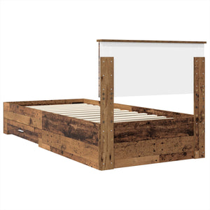 Sängram med huvudgavel Gammalt trä 90 x 200 cm Konstruerat trä