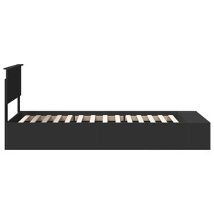 Sängram med hylla med lagring Svart 75 x 190 cm Konstruerat trä