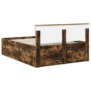 Sängram med huvudgavel Rökt ek 160 x 200 cm Konstruerat trä