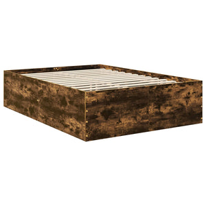 Sängram med huvudgavel Rökt ek 140 x 190 cm Konstruerat trä