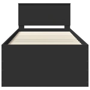 Sängram med huvudgavel Svart 120 x 200 cm Konstruerat trä