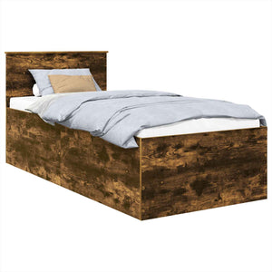 Sängram med huvudgavel Rökt ek 120 x 200 cm Konstruerat trä
