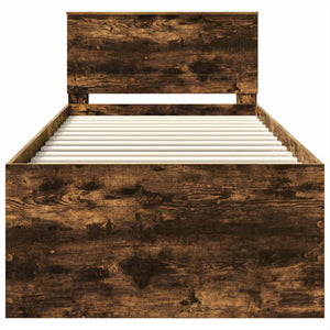 Sängram med huvudgavel Rökt ek 120 x 200 cm Konstruerat trä