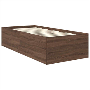 Sängram med huvudgavel Brun Ek 90 x 200 cm Konstruerat trä