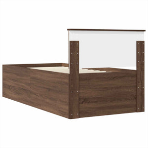 Sängram med huvudgavel Brun Ek 90 x 200 cm Konstruerat trä