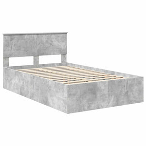 Sängram med huvudgavel Betonggrå 135 x 190 cm Konstruerat trä