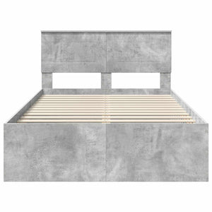 Sängram med huvudgavel Betonggrå 135 x 190 cm Konstruerat trä