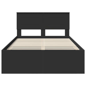 Sängram med huvudgavel Svart 120 x 190 cm Konstruerat trä