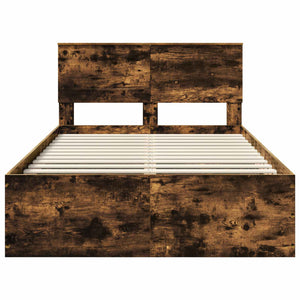 Sängram med huvudgavel Rökt ek 120 x 190 cm Konstruerat trä