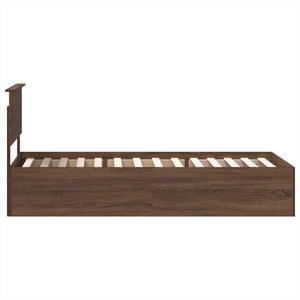 Sängram med huvudgavel Brun Ek 120 x 200 cm Konstruerat trä