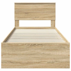 Sängram med huvudgavel Sonoma-ek 90 x 190 cm Konstruerat trä