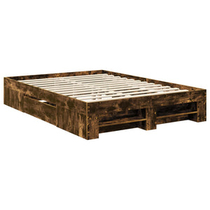 Sängram med huvudgavel Rökt ek 140 x 200 cm Konstruerat trä