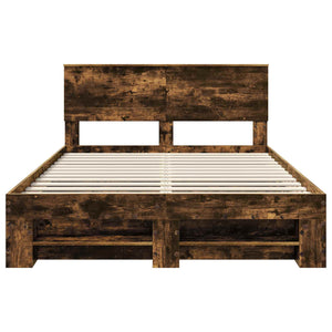 Sängram med huvudgavel Rökt ek 140 x 200 cm Konstruerat trä