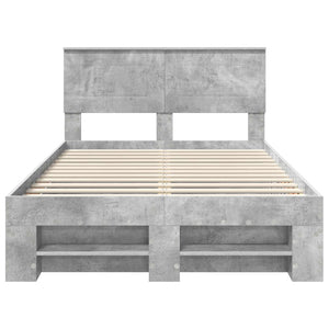 Sängram med huvudgavel Betonggrå 137 x 203 cm Konstruerat trä