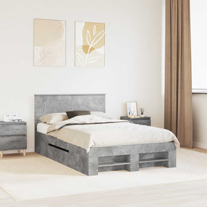 Sängram med huvudgavel Betonggrå 120 x 200 cm Konstruerat trä