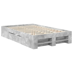Sängram med huvudgavel Betonggrå 120 x 200 cm Konstruerat trä