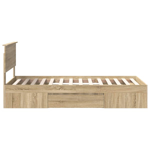 Sängram med huvudgavel Sonoma-ek 90 x 200 cm Konstruerat trä