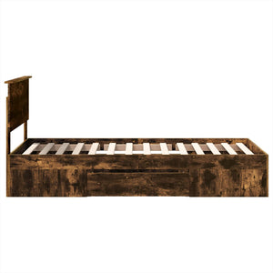 Sängram med huvudgavel Rökt ek 90 x 200 cm Konstruerat trä