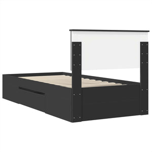 Sängram med huvudgavel Svart 80 x 200 cm Konstruerat trä