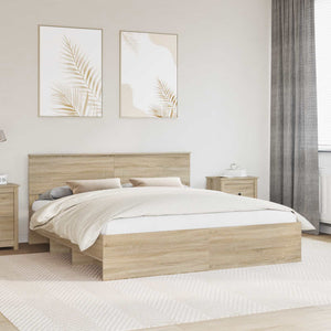 Sängram med huvudgavel Sonoma-ek 180 x 200 cm Konstruerat trä