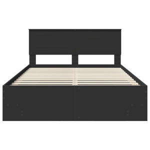 Sängram med huvudgavel Svart 150 x 200 cm Konstruerat trä