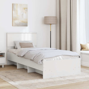 Sängram med huvudgavel Vit 120 x 123 cm Konstruerat trä
