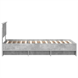 Sängram med huvudgavel Betonggrå 90 x 200 cm Konstruerat trä