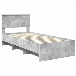 Sängram med huvudgavel Betonggrå 80 x 200 cm Konstruerat trä