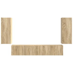 TV väggskåp set Väggmonterad 4 pcs Sonoma-ek Konstruerat trä