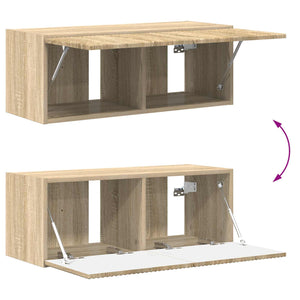 TV väggskåp set Väggmonterad 4 pcs Sonoma-ek Konstruerat trä