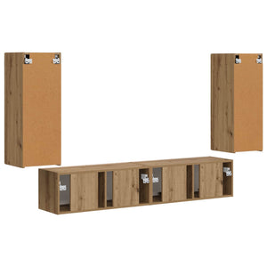 TV väggskåp set Väggmonterad 4 pcs Artisan Ek Konstruerat trä