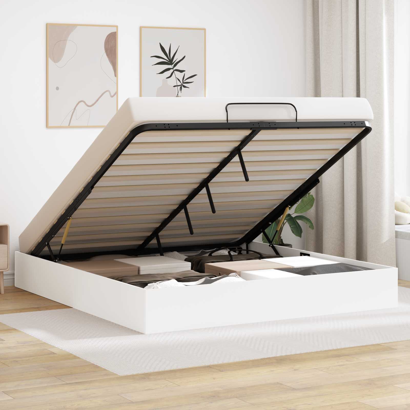 Ottoman Sängram Vit 203 x 180 x 25 cm Konstruerat trä