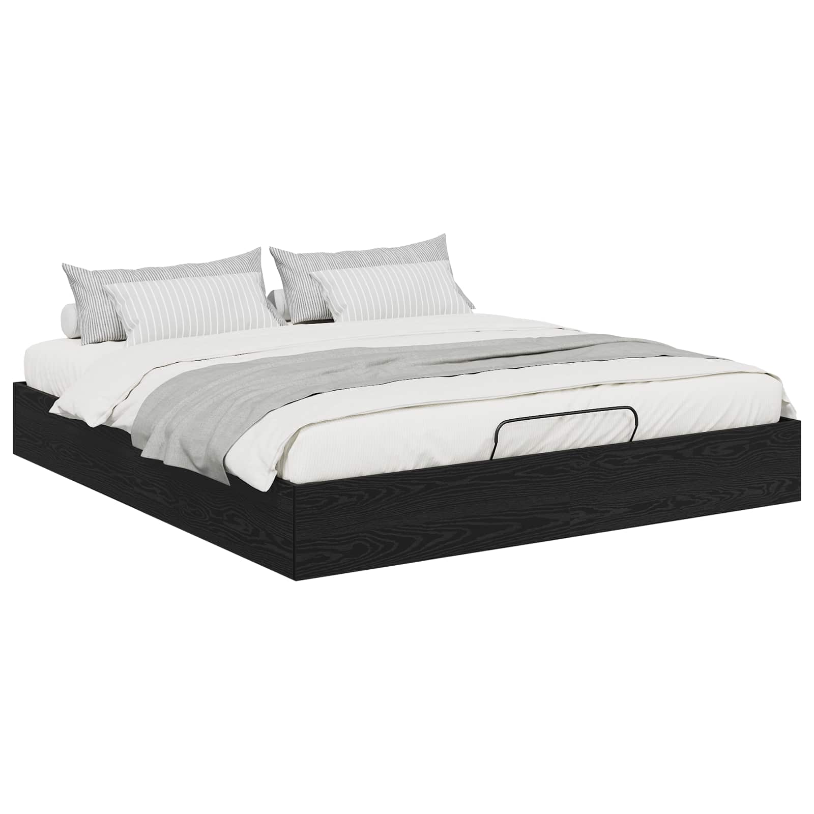 Ottoman Sängram Svart Ek 203 x 180 x 25 cm Konstruerat trä