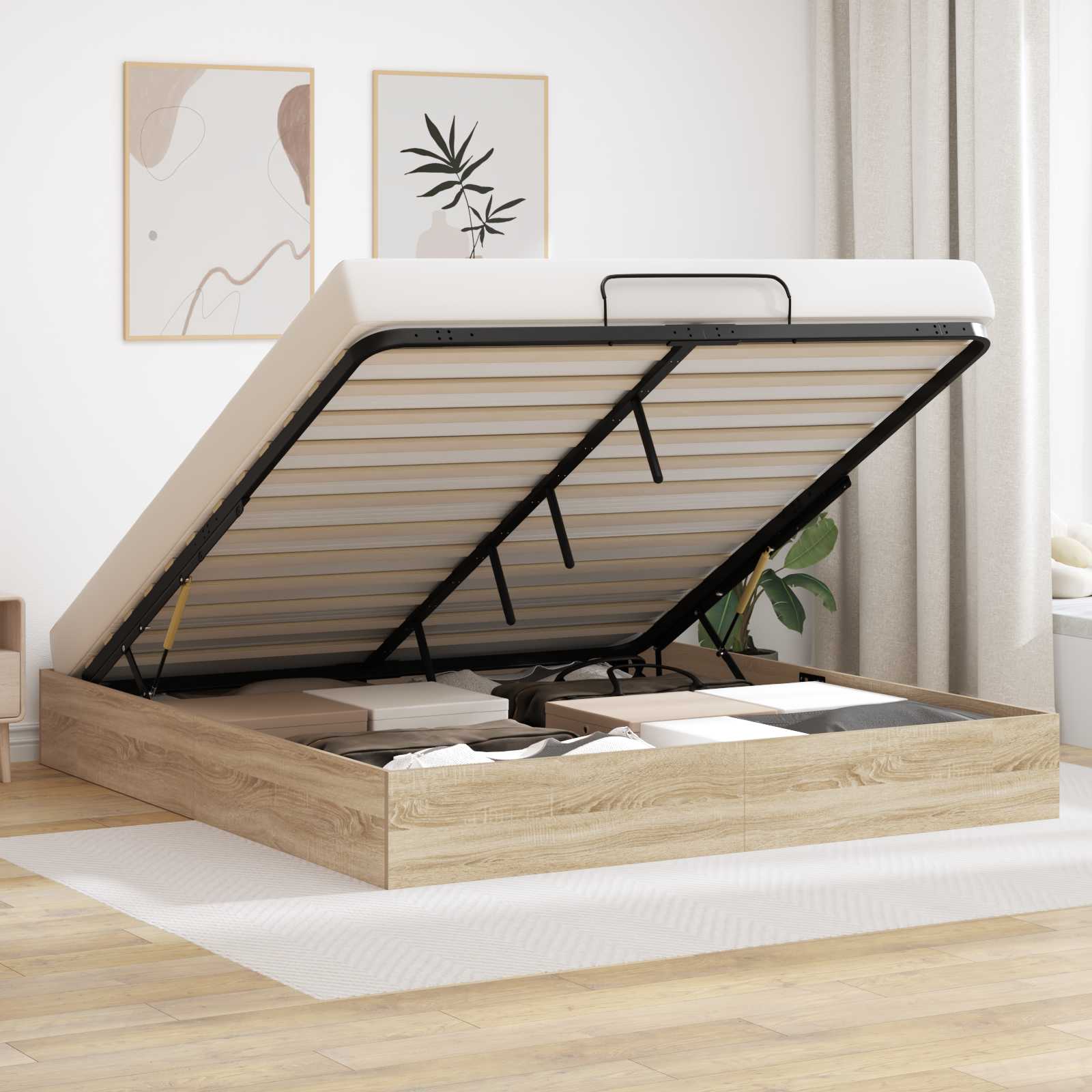 Ottoman Sängram Sonoma-ek 203 x 180 x 25 cm Konstruerat trä