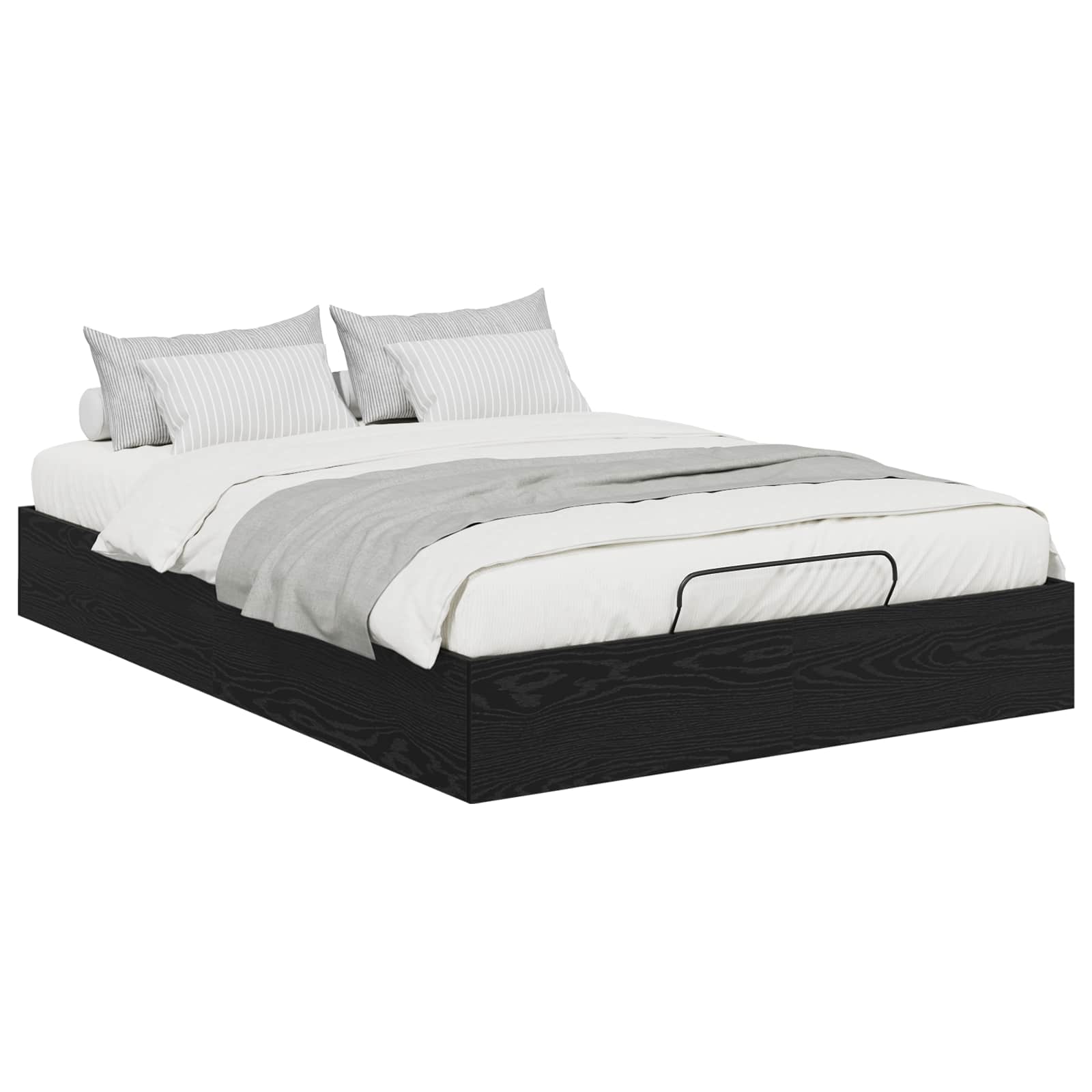 Ottoman Sängram Svart Ek 203 x 140 x 25 cm Konstruerat trä